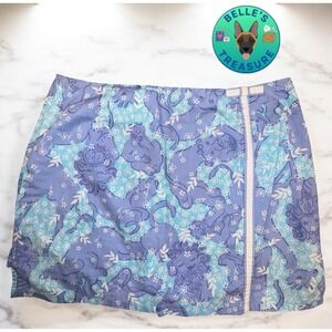 Lilly Pulitzer Skort Skirt Size 6 Blue White Lions Monkey Elephant Tiger Vintage